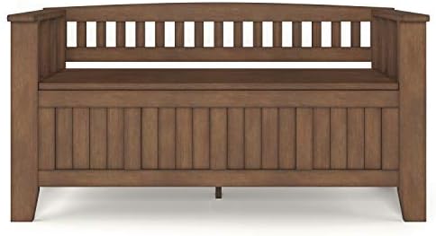 SIMPLIHOME Acadian SOLID WOOD 48 Inch Wide Transitional Entryway Storage Bench in Rustic Natural Aged Brown, For the Living Room, Entryway and Family Room - Image 4