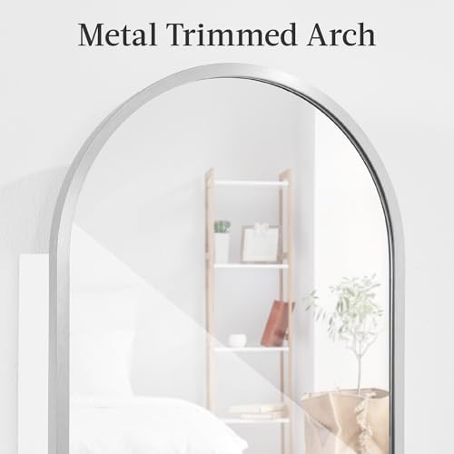 Best Choice Products Arch Mirror Jewelry Cabinet, Jewelry Storage Organizer, Armoire, Lockable Wall or Door Mountable, Full-Length Mirror - Silver - Image 3