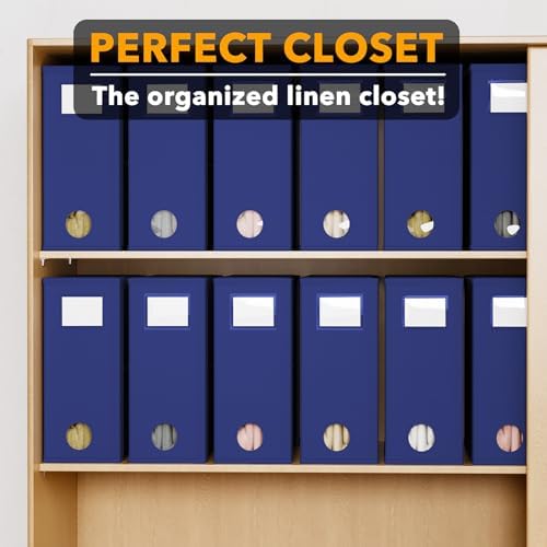SpaceAid 12 Pack Bed Sheet Organizers and Storage, Foldable Linen Closet Organizer, Set Folder Keeper With Window XL (Queen & King Size) Bedding Container (Navy Blue) - Image 5