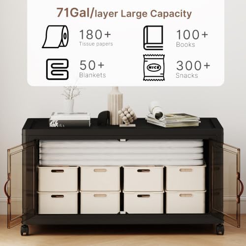 284QT Extra Large Stackable Storage Bins with Lids & Wheels & Door, - Image 3