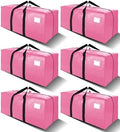 6 Pack Heavy Duty Extra Large Moving Bags W/Backpack Straps - Strong Handles & Zippers, Storage Totes For Space Saving, Fold Flat, Alternative to Box and Bin (40 gal, Pink) by VELVETSURE