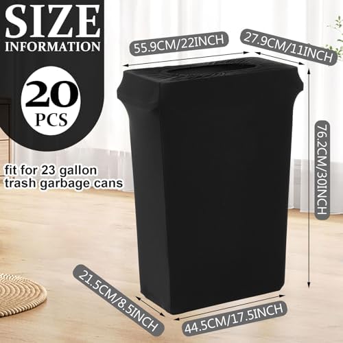 Windyun 20 Pcs 23 Gallon Spandex Trash Can Cover for Events,Black - Image 2
