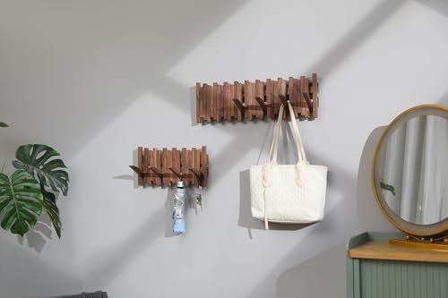 Hardwood Wall Mounted Piano Coat Rack| Flip Down Wall Hook Rack 6 Hooks|Heavy Duty Coat Hooks.Made of Black Walnut.Wall Art - Image 5