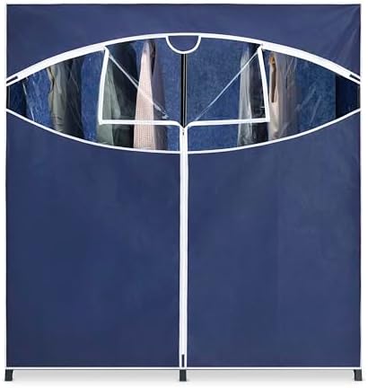 Whitmor Extra-Wide Portable Clothes Closet - 60 Inches Wide - Store Seasonal Clothing - Blue - Image 3