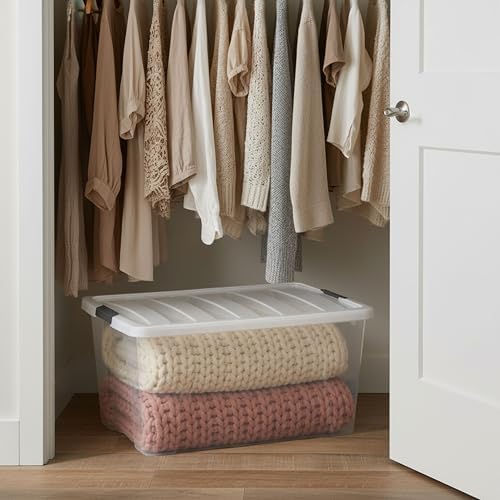 IRIS USA 94 Qt Storage Bins with Lids, 4 Pack, BPA-Free, Clear/White - Image 2