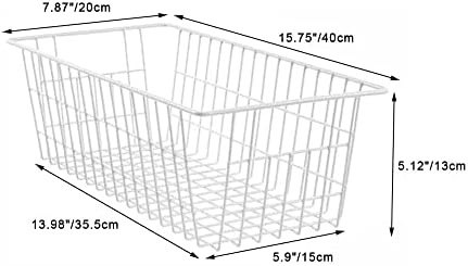 SANNO 15.7" Freezer Baskets Wire Storage Baskets Bin Organizer,Kitchen, Basket Organizers Bins for Home, Bathroom, Closet Organization, white,set of 4 - Image 6