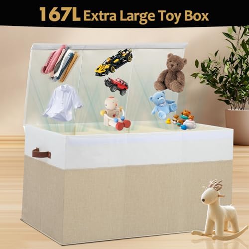 Extra Large Toy Storage Box with Lid,Toy Chest Bin Basket with Dividers - Image 2