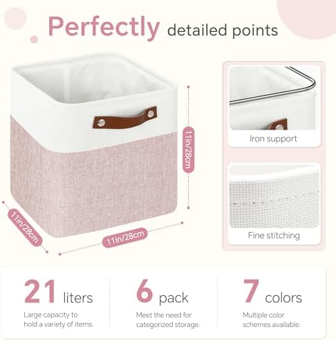 FinishingBo 11 inch Cube Storage Bin 6 Pack, Cube Organizer Bins - Image 4