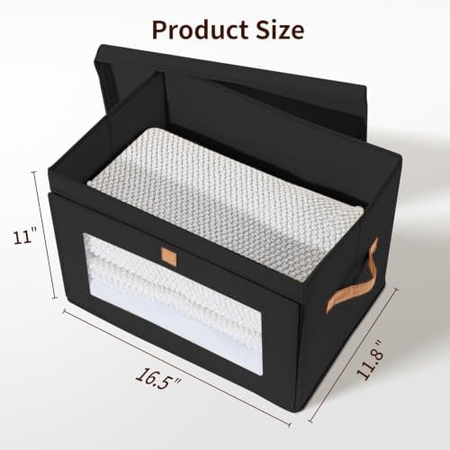 DIMJ Storage Bins with Lids - 5 Pack Large Fabric Closet Organizer with Window & Handles, Collapsible Decorative Storage Boxes for Shelves Under Bed, Books Clothes Blankets Sweaters Organization - Image 6