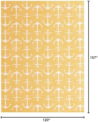 Unique Loom Outdoor Coastal Collection Area Rug - Ahoy (10' x 13' 1" Rectangle, Yellow) - Image 2