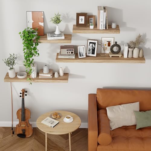Axeman Floating Shelves, 8 Inch Deep Modern Solid Wood Wall Shelves for Storage, Wall Mounted Display Shelving with Invisible Heavy-Duty Metal Bracket, 48" W x 8" D x 1.6" H, Light Carbonized - Image 6