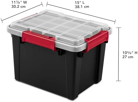 Sterilite 18 Pack 5 Gallon Gasket Box, Stackable Plastic Storage Container with Lids, Black - Waterproof and Dustproof Tote for Home Organization - Image 4