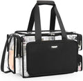 Relavel Clear Makeup Bag Extra Large Makeup Artist Kit Set, Cosmetic Storage Organizer Hair Stylist Traveling Bag, Transparent Tote Duffle Beach Toiletry Bag with Adjustable Dividers & Shoulder Strap by Relavel