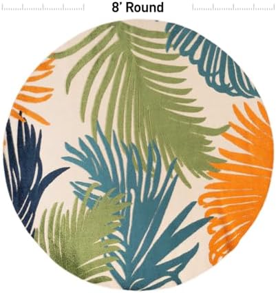 Rugshop Lucca Indoor/Outdoor Contemporary Floral Durable Round Rug Multi 8' - Image 2