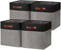 DULLEMELO Storage Bins for Organizing,Closet Storage Baskets for Gift Empty,Large Linen Canvas Storage Bins with Handles for Home Office Toys Shelves(Black&Grey, 13 inch Cube) by DULLEMELO