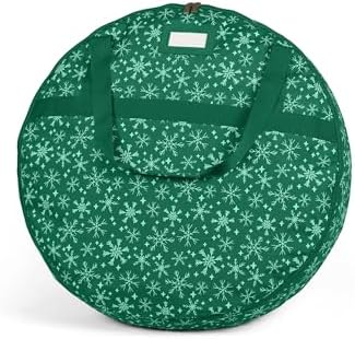 Covermates Wreath Storage Bag, 24" Diameter x 7" H, Green Snowflake by Covermates