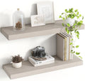Acovy 24 Inch Floating Shelves, 8 Inch Deep Floating Shelves for Wall, Hanging Shelf with Invisible Brackets, Deep Shelves for Bathroom, Bedroom, Living Room, Grey, Set of 2 by Acovy