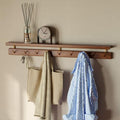 Walnut Wall Hooks with Shelf, Coat Rack Wall Mount, Entryway Hanging Shelf with 9 Brass Hooks for Hats, Clothes, Towels, Bags, Black Walnut Wood, Walnut by Wayshome