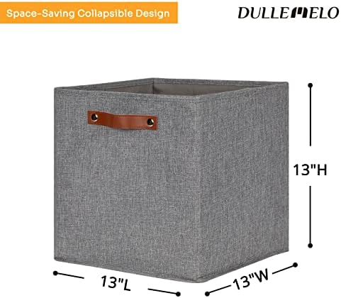 DULLEMELO Fabric Storage Cubes,13 inch Cube Stroage Bins for Empty Gift Basket,Toys Nursery Clothes Storage Linen Closet Organizers and Storage Baskets Shelves Bins(Grey-4 Pack) - Image 3