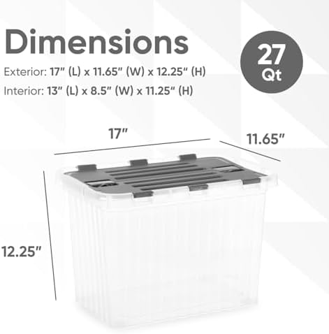 Superio Clear Storage Bin with attached Lid, 27.5 Quart Storage Box with Hinged lid - Image 3