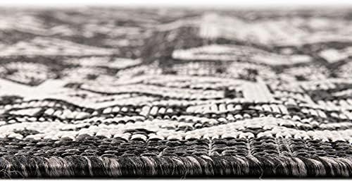 Rugs.com Outdoor Aztec Collection Rug – 7' x 10' Charcoal Gray Flatweave Rug Perfect for Living Rooms, Large Dining Rooms, Open Floorplans - Image 3