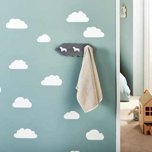 Charming Wall-Mounted Coat Rack with 3 Distressed White Dog Hooks – Grey Wooden Base, Decorative Hook Rail for Hats, Jackets, Keys & Bags – Stylish Entryway & Mudroom Organizer - Image 5