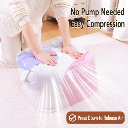 No Pump Vacuum Storage Bags, No Pump Large Vacuum Storage Compression Bags, 3D Cube Press Seal Space Saver Bags, XL Vacuum Bags for Clothes, Blankets, Comforters, Bedding Storage (5, Large) - Image 2