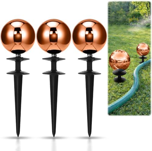 Tandefio 3 Pcs Garden Hose Guide Spike 13.5'' Decorative Ball, Copper by Tandefio