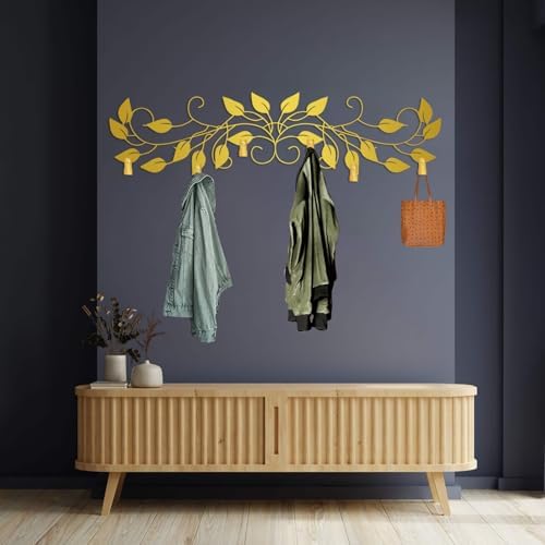 Leaf Vine Coat Rack, Tree Branch Wall Mount, Rustic Botanical Wall Decor, Nature Coat Hanger for, Hats, Bags, Keys, Farmhouse Home Decor for Entryway, Mudroom, Hallway (Silver, 53" L x 13" W) - Image 3