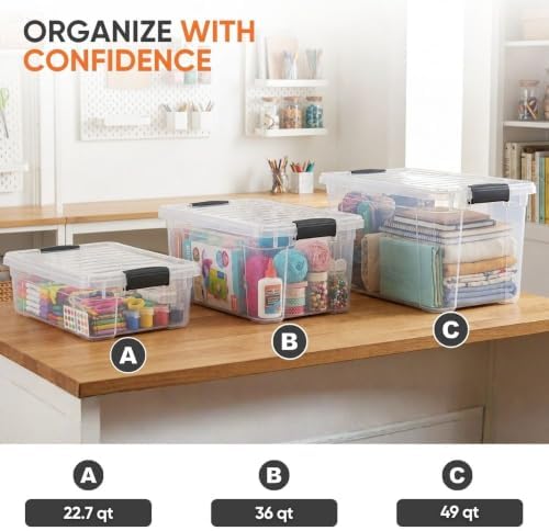 Superio Storage Bins with Lids, Clear Plastic Containers for Organizing, Stackable Totes, BPA Free, Odor Free, Organizer Boxes for Home, and Dorm (6 Pack, 36 Qt) - Image 5
