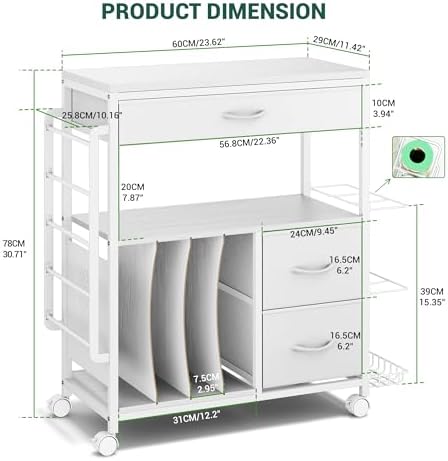 PUNLUXU Wrapping Paper Storage Cart for 12 Rolls with Ribbon Holder 03 - Image 6
