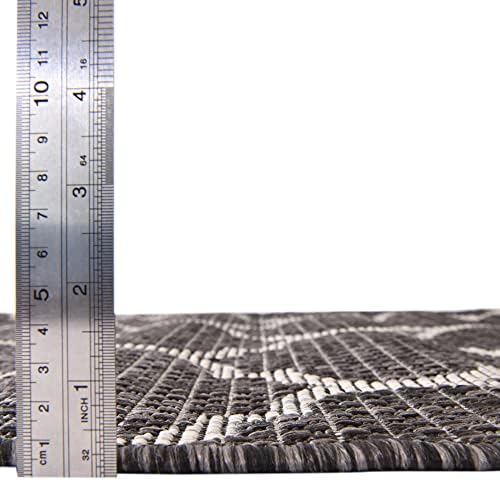 Unique Loom Outdoor Trellis Collection Area Rug (7' 1" x 10' Rectangle, Black/ Ivory) - Image 4