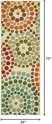 Unique Loom Outdoor Modern Collection Area Rug - Spark (2' x 6' 1" Runner, Beige/ Burgundy) - Image 2