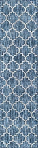 Unique Loom Trellis Collection Area Rug-Lattice Design, Moroccan Inspired for Indoor/Outdoor Décor, 2' 0" x 8' 0" Runner, Navy Blue/Gray by UniqueLoom