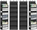 Over Door Organizer with 6 Extra Large Pockets 12 Side Pockets, Sturdy Closet Storage Rack, Hanging Storage Organizer with Clear Window for Shoes, Diaper, Bedroom, Bathroom, Black, 4-Pack by Unknown