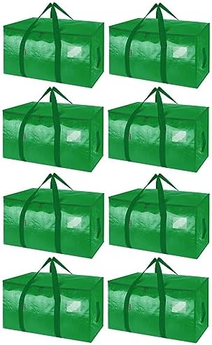 BALEINE 8-Pack Oversized Moving Bags with Reinforced Handles, Heavy-Duty Storage Tote for Clothes, Moving Supplies (Light Green, 8-Pack) by BALEINE