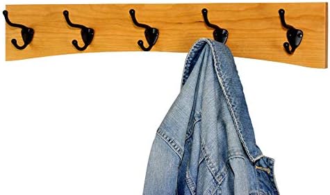 Solid Cherry Arched Wall Mounted Coat Rack Bronze Hat & Coat Hooks - Made in The USA (Cherry, 52" x 4.5" with 10 Hooks) - Image 4