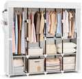 VTRIN Portable Closet for Hanging Clothes 67 Inch Wide Large Capacity Portable Wardrobe Closet with Cover, 4 Storage Shelves and 4 Hanging Rod Sturdy Free Standing Closet for Bedroom, White by VTRIN