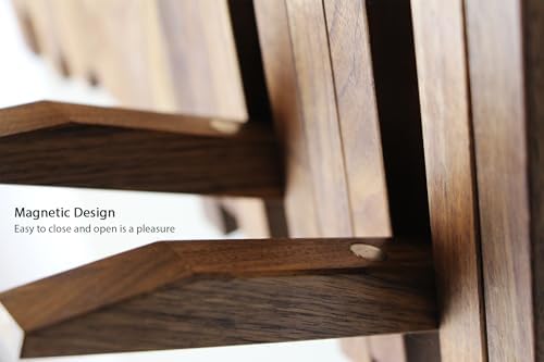 Hardwood Piano Coat Rack| Flip Down Wall Hook Rack 6 Hooks|Heavy Duty Coat Hooks.Made of Acacia Wood (Wood Wax Oil Dyed Walnut Color).Wall Art - Image 5
