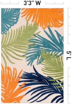 Rugshop Lucca Indoor/Outdoor Contemporary Floral Area Rug Multi 3'3" x 5' - Image 2