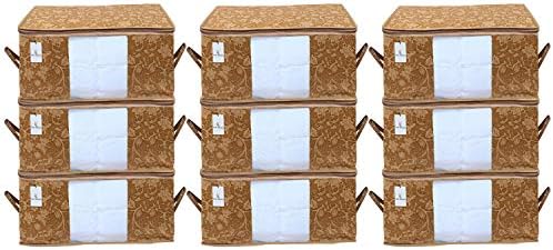 Kuber Industries Underbed Storage Bag, Storage Organiser, Blanket Cover Set of 9 - Beige, Extra Large Size, CTKUBM15 by Kuber+Industries