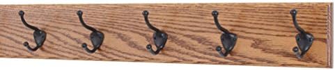 PegandRail Oak Wall Mounted Coat Rack with Bronze Hooks 4.5" Ultra Wide (Chestnut, 25.5" x 4.5 with 5 Hooks) by PEG+AND+RAIL