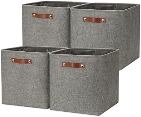 DULLEMELO Cube Storage Boxes,13 inch Fabric Baskets Closet Storage Bins for Home Organization and Storage,Stackale Gift Baskets Empty for Nursery Clothes Toys Kids Storage(Grey) by DULLEMELO