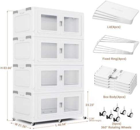 BROVIEW 1200 Qt Extra Large Stackable Storage Bin with 4 Lid, 4 Pack White - Image 2