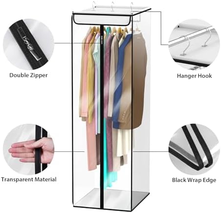 Univivi Garment Bags for Hanging Clothes, Cloth Bag 54 In, 2 PCS, Clear - Image 4