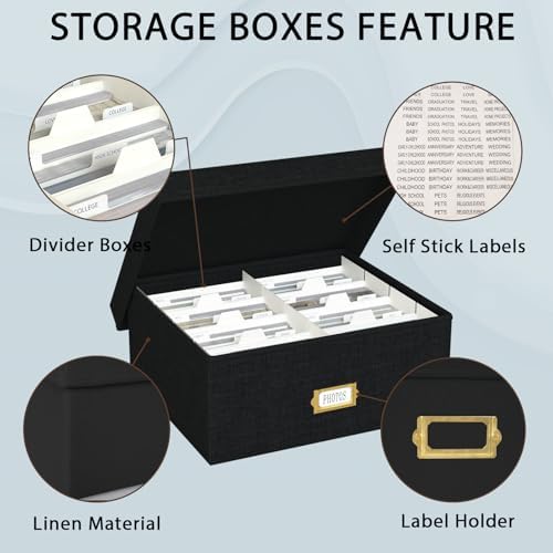 Decorative Photo Storage Box, 2 Pack Linen Photo Box Hold 1700 4x6 Pictures - Image 3
