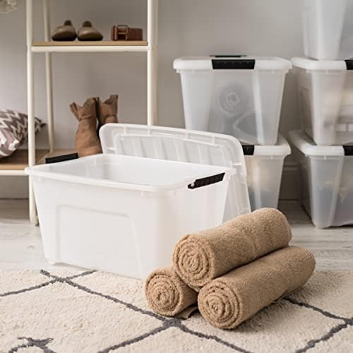IRIS USA 4-Pack 32 Quart Storage Bins with Lids, Pearl - Image 5