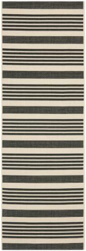 SAFAVIEH Washable Rug Outdoor Courtyard Collection - 2'3" x 14' Runner, Black & Bone, Non-Shedding & Easy Cleaning, Ideal for Patio, Entryway, Mudroom, Hallway, Kitchen (CY6062-216) - Image 2