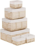 Vagusicc Wicker Storage Baskets, 6 Pack Baskets for Organizing, Wicker Basket with Handle, Rectangular Basket for Storage Shelves, Cube Storage Bins for Closet/Clothes/Dresser, Beige by Vagusicc