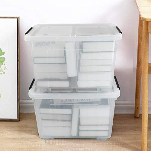Kekow 4-Pack Clear Plastic Large Storage Box, Latch Bin with Wheels, 30 L - Image 4